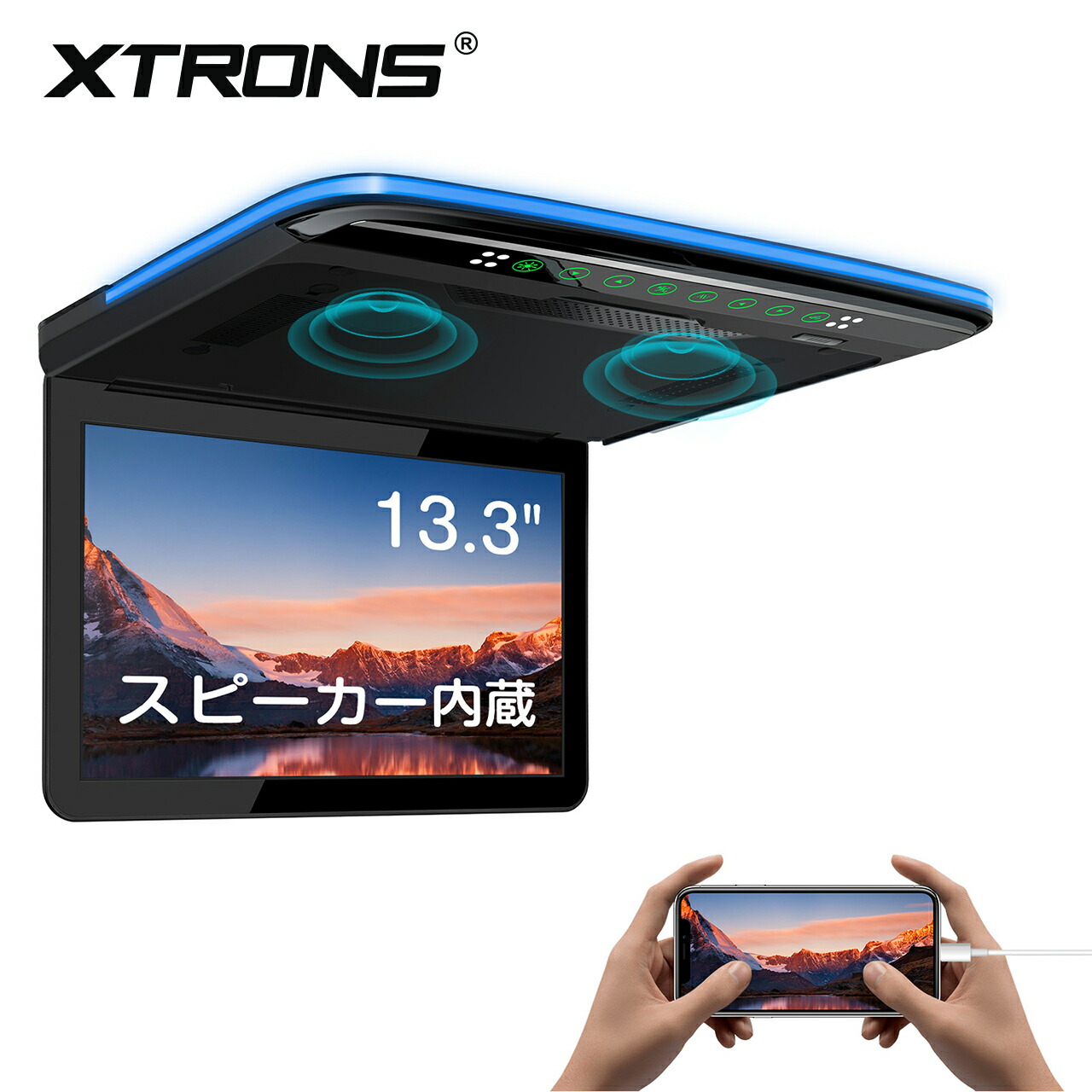 【セール3000円OFF+ポイント最大49倍】XTRONS 13.3インチ フリップダウンモニター スピーカー内蔵 リアモニター 1920x1080 超高画質 大画面 フルHD 超薄 軽 HDMI対応 ドア連動 USB・マイクロSD 1年保証付き（CM136HDS）｜XTRONS マイカーライフ専門店