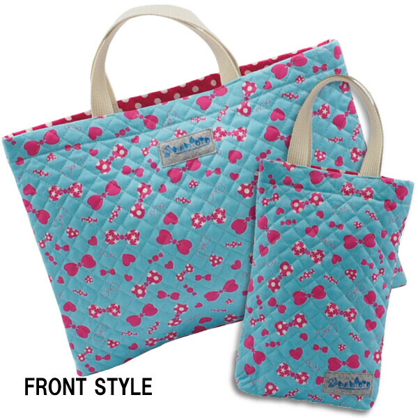 送料無料日本製 キルティング Bag かばん キッズ シューズバッグ シューズ袋 ドット柄 ハンドメイド バッグ ブルー リボン レッスンバッグ 女の子 子供 学校 巾着 手作り 手提げ 水色 男の子 靴袋 77 Off 手提げ