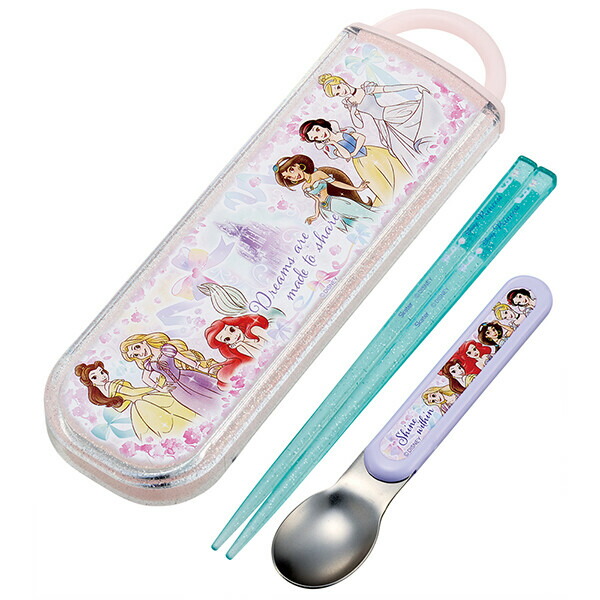 子供用 箸 スプーン 箸箱 スライド キャラクター 日本製 食洗器対応 子ども用 お弁当 キッズ 女の子 給食 幼稚園 保育園 小学生 お箸 プリンセス princess ラプンツェル アリエル 美女と野獣 ベル　シンデレラ 眠れる森の美女 Disney カトラリーセット コンビ画像