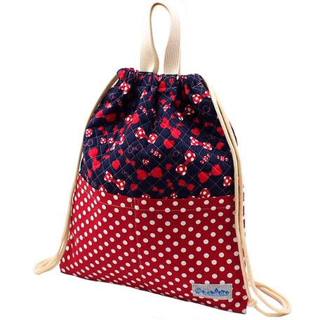 楽天市場】ナップサック ネイビードット×レッドストライプ 日本製