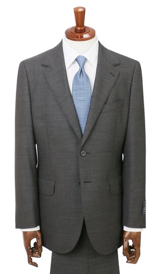 【洋服の青山】プレミアム ウール100% スーツ メンズ ゆったり 秋冬 グレー 灰色 織柄 シングル 2ボタン 背抜き サイドベンツ ツータック 高級感 贅沢 ビジネス オフィス 通勤 商談 会議 式典 結婚式 紳士服 背広 上下セット 50代 60代 男性 Contemporary Line