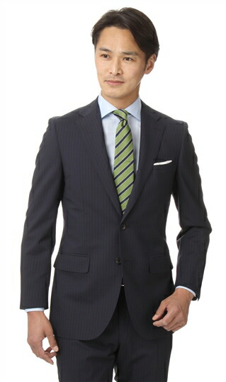 春夏用 ネイビー系 メンズ プレミアムスタイリッシュスーツ Hiltonビジネススーツ 伊 コロンボ生地使用