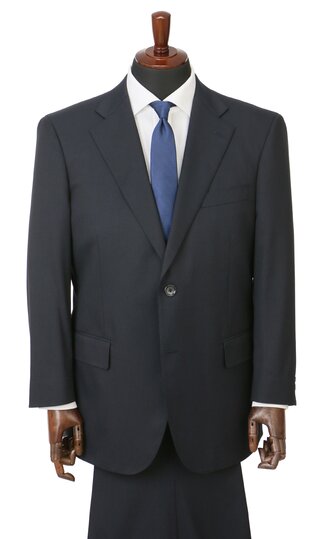 【洋服の青山】クリーニングに出す手間を省きます メンズ 秋冬 ネイビー系 大きいサイズ 洗える ツーパンツ パンツ2本 スタンダード スーツ ツータック ストライプ ストレッチ 折り目すっきり アジャスター 【キング&トール】