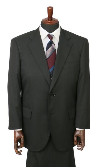 【洋服の青山】メンズ 秋冬 ツーパンツ 黒 ブラック系 上下セット 紳士服 背広 スタンダードスーツ 大きいサイズ ウォッシャブル ストライプ 洗える 2ボタン 総裏 切り台場 脇当て サイドベンツ ストレッチ 折り目すっきり ツータック アジャスター 【キング&トール】 31,389円