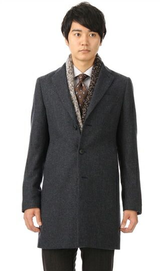 楽天市場 秋冬用 ネイビー系 ウール混 シングルチェスターコート Person S For Men 洋服の青山plus