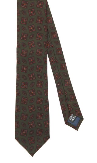 【洋服の青山】メンズ ネクタイ グリーン系 小紋柄 プレミアムレギュラータイ【OVER COLORED PRINT】