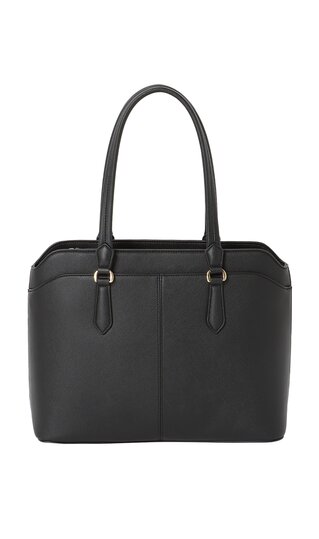 【洋服の青山】レディース ブラック系 サフィアーノ調トートバッグ ビジネス 軽い 軽量 A4収納可能 底鋲付き 肩掛け可能 【A4サイズ】