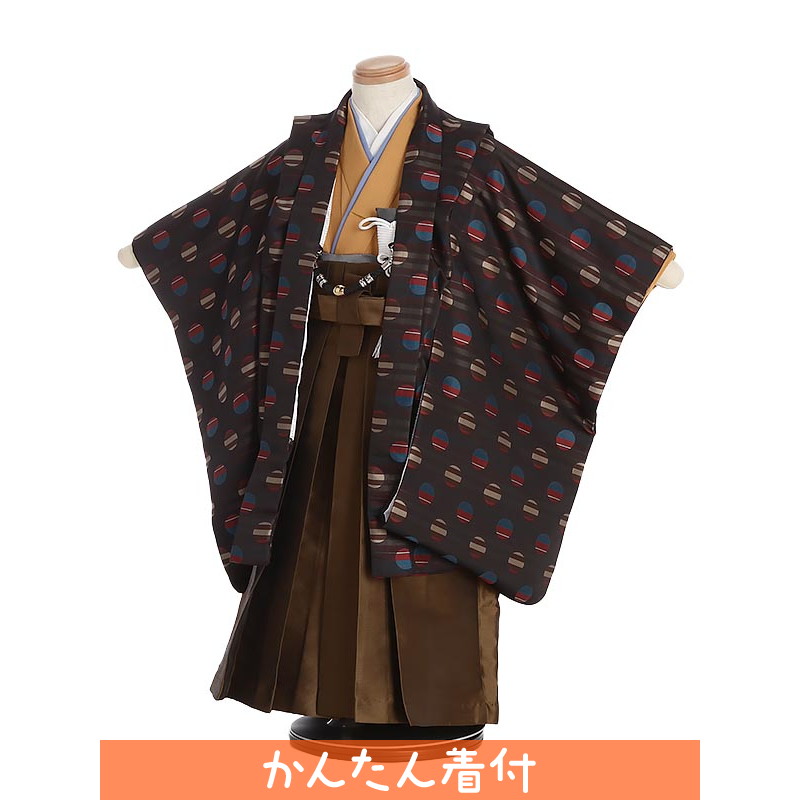 【レンタル】かんたん七五三 簡単着付 マジックテープ 753|七五三 3歳|着物 レンタル B344 ボーダー×ドット 3歳男の子|753 3歳 着物|七五三 3歳|子供|七五三 3歳児 レンタル|七五三|3歳用 着物|往復送料無料【0AOB344】|礼服喪服レンタルのやました
