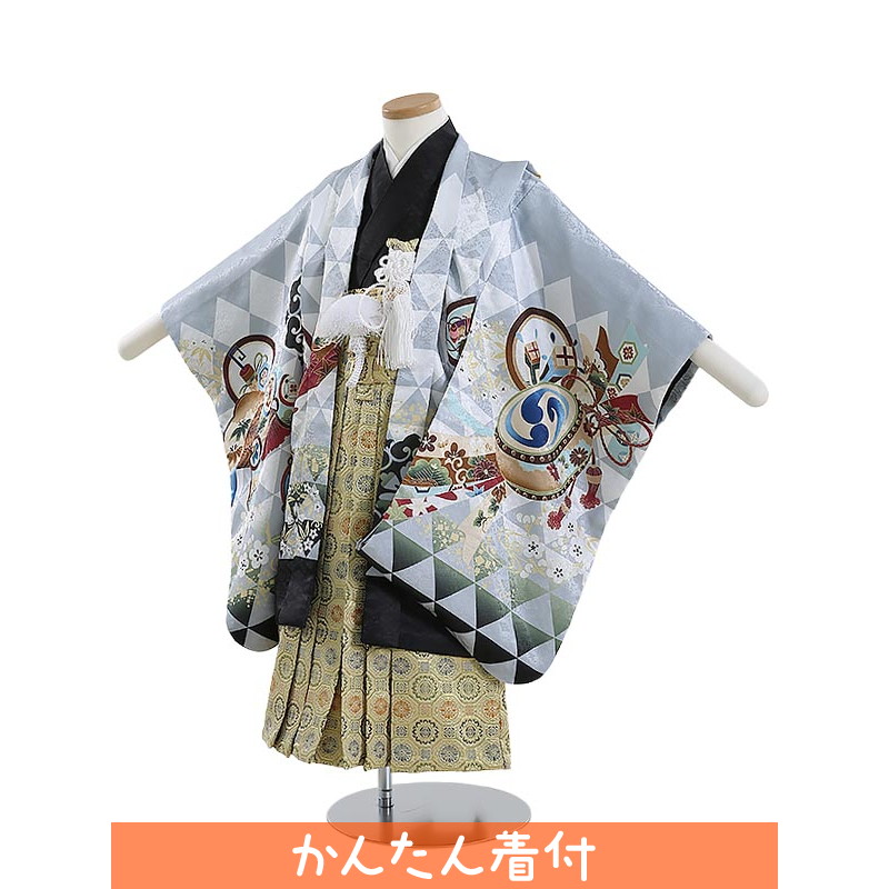 【レンタル】かんたん七五三 簡単着付 マジックテープ 753|七五三 5歳 レンタル|七五三 着物 男の子Y680 兜 鱗紋 宝尽くし 5歳男の子|七五三 着物 5歳 フルセット|七五三 5歳|子供|七五三 5歳児 レンタル|七五三|5歳用 着物|往復送料無料【0AOY680】|礼服喪服レンタルのやました
