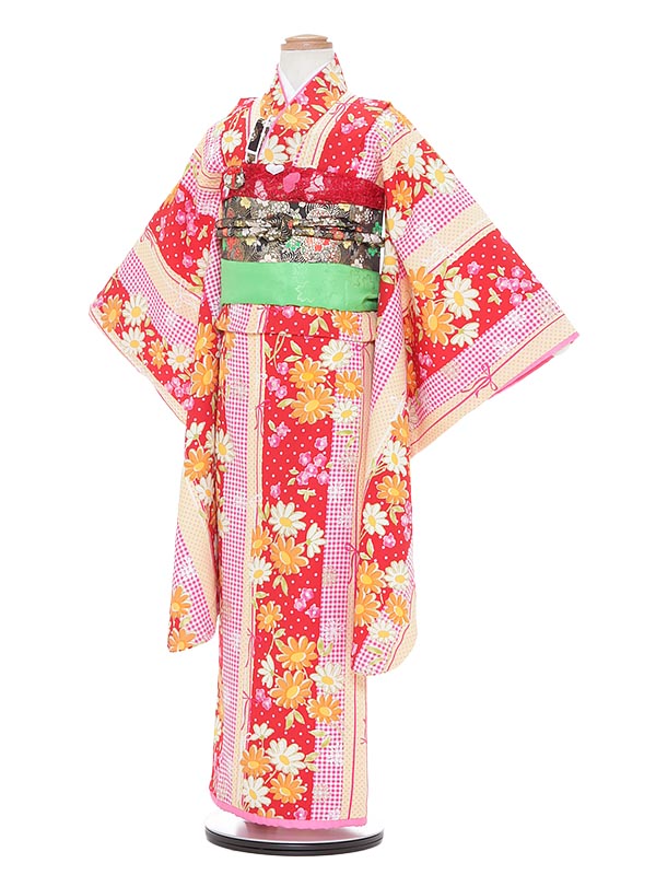 【レンタル】753 七五三 着物 7歳 フルセット 女の子 7歳 着物 レンタル A770 ぷちぷり ストライプ柄 ７歳女の子 753 七五三 子供 七五三 着物 ７歳 女の子 往復送料無料【0APA770】