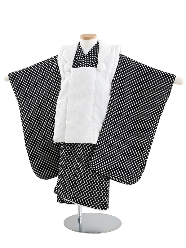 【レンタル】【被布】753|七五三 被布|着物 レンタル|七五三 レンタル B302 モノクロドット 3歳男の子|753|七五三 着物 3歳|七五三|被布|子供|きもの|レンタル|往復送料無料【0AOB302】
