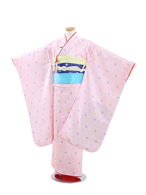 【レンタル】753 七五三 着物 7歳 フルセット 女の子 七五三 レンタル 女の子 七五三 レンタル B718 KAGURA ミニドット ピンク 7歳女の子 753 七五三 子供 7歳 女の子 往復送料無料【0APB718】