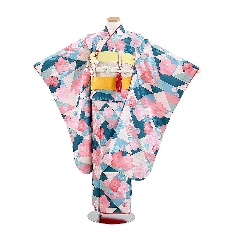 【レンタル】753 七五三 着物 7歳 フルセット 女の子 七五三 レンタル 女の子 七五三 レンタル B723 KAGURA レトロ 小梅 ピンク&times;緑 7歳女の子 753 七五三 子供 7歳 女の子 往復送料無料【0APB723】｜礼服喪服レンタルのやました