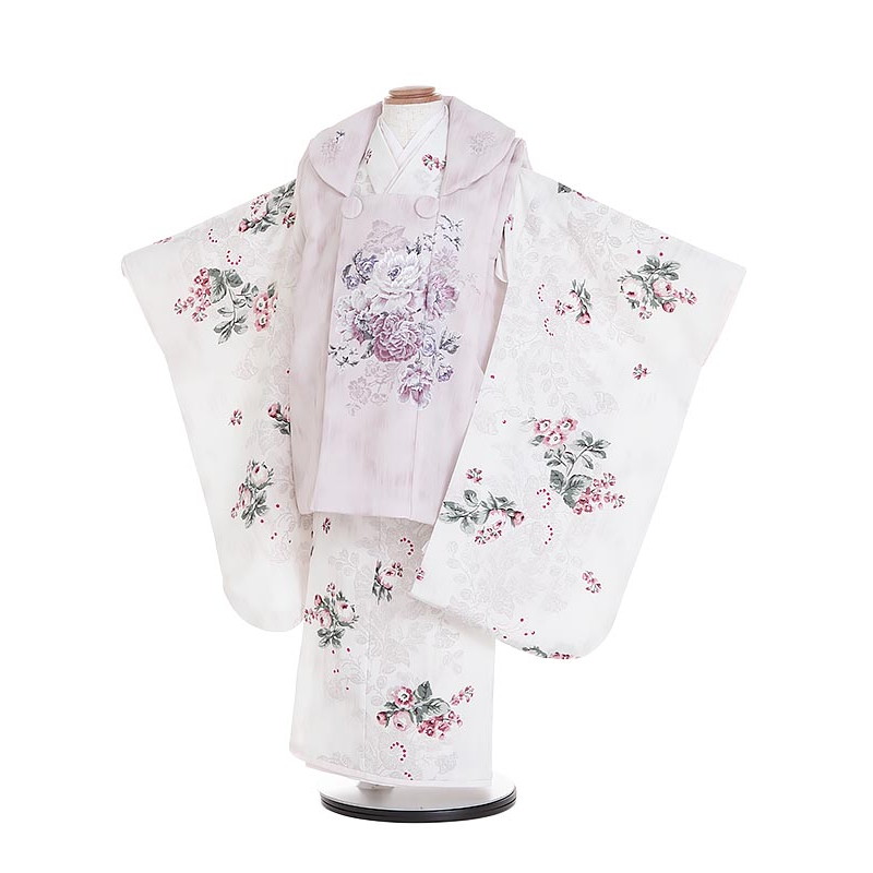 【レンタル】着物 3歳 被布 セット 753 七五三レンタルN330 JILL STUART ピンク×白 ボタニカル柄 3歳 女児 被布 七五三 三歳女児 きものレンタル 子供 往復送料無料【0APN330】|礼服喪服レンタルのやました