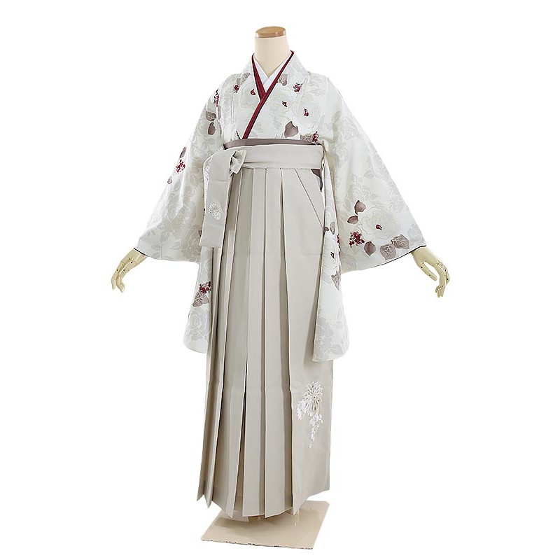 【レンタル】卒業式 袴レンタル JAPAN STYLE&times;中村里砂 オフホワイトにバラ 158cm-163cm [7号-13号] 大学生 卒業袴 貸衣装 女性 着物 専門学校 謝恩会 和装【0AG0082】｜礼服喪服レンタルのやました