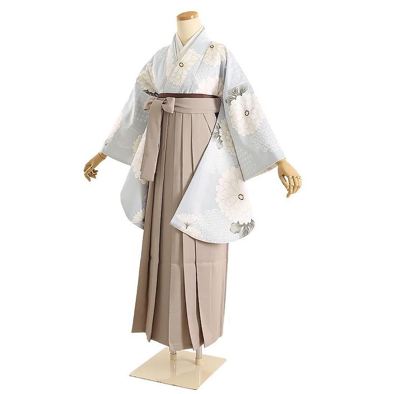 【レンタル】卒業式 袴レンタル 水色 菊に雪輪&times;くすみモカ袴 153cm-158cm [7号-13号] 大学生 卒業袴 貸衣装 女性 着物 専門学校 謝恩会 和装【0AG0204】｜礼服喪服レンタルのやました