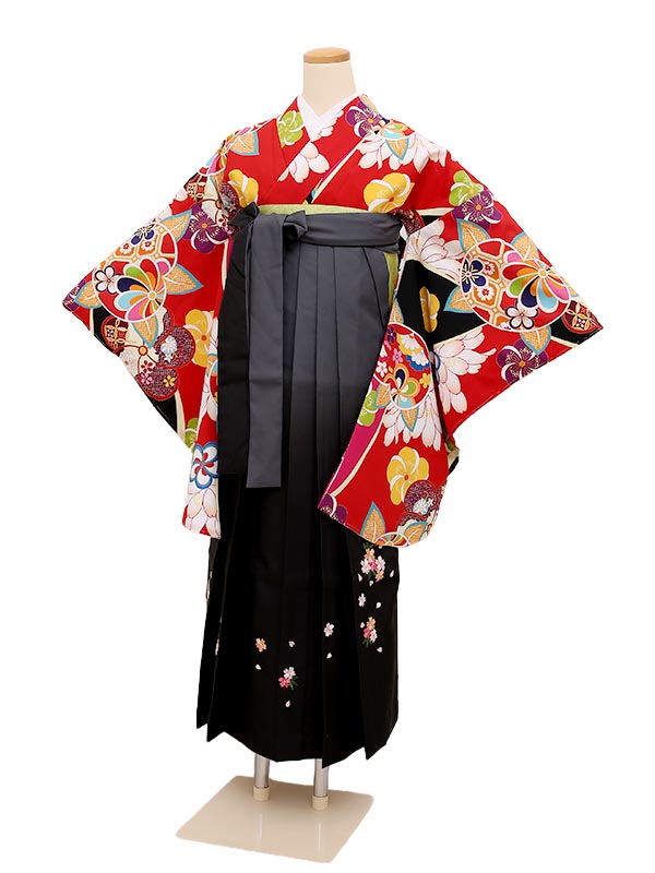 着物セット ワンピなど最旬ア レンタル あす楽 12歳前後 女児袴レンタル 貸衣装 子供着物 0ar0038 6年生 卒業袴 小学生 卒業式 12歳 150 155cm 赤地橘 濃グレー袴 0038 Shoxruxtj Com
