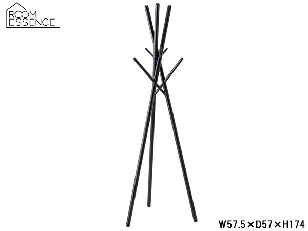 東谷 ハンガー ブラック W57.5&times;D57&times;H174 WIS-551BK ポールハンガー コートハンガー ハンガーラック 北欧 メーカー直送 送料無料｜ハッピードライブヤブモト