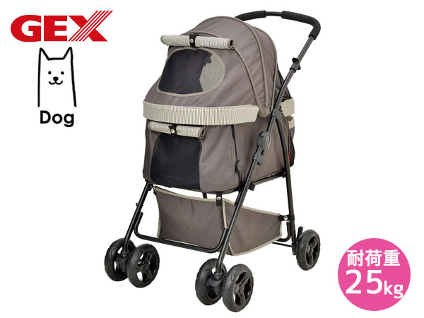わんわんカート 多頭Dx Plus ストライプG 犬用カート ペットカート 4輪 広々バスケット リード4本付き 折りたたみ式 耐荷重25kg 同梱不可 送料無料