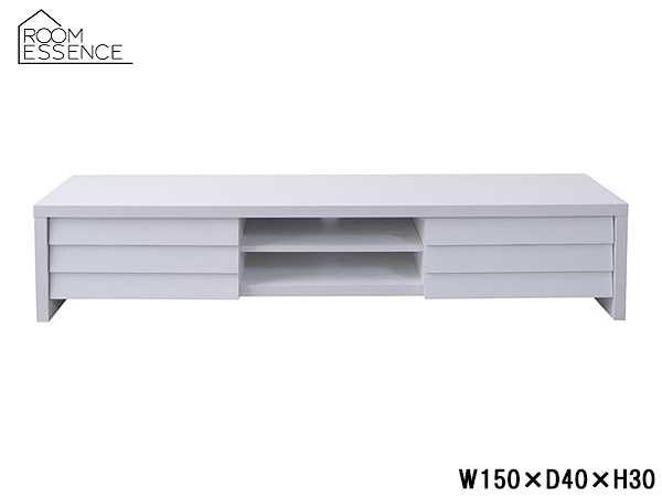 東谷 LE ローボード ホワイト W150×D40×H30 LE-455WH 組立式 白 テレビ台 TV台 引き出し付 メーカー直送 送料無料
