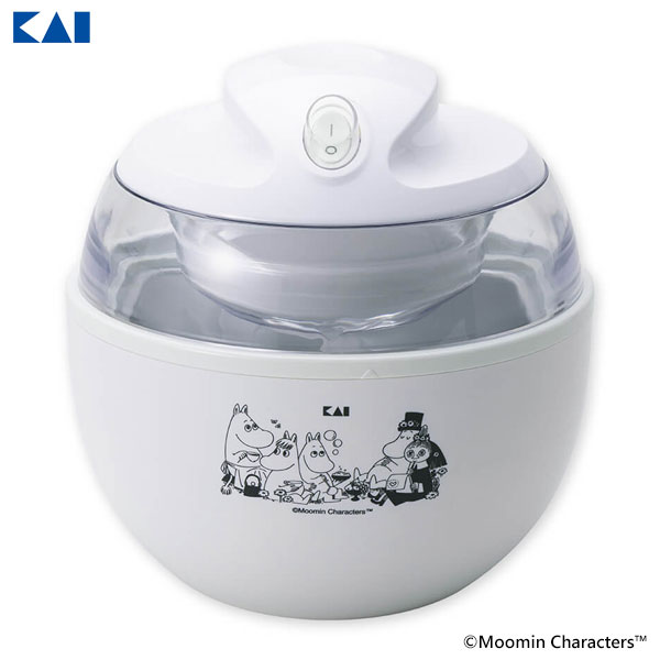 アイスクリームメーカー ムーミン 貝印 DN0607 / アイス作り 家電 コンパクトサイズ お菓子作り おやつ スウィーツ かわいい カワイイ 可愛い キャラクター MOOMIN ギフト プレゼント 白 ホワイト /画像