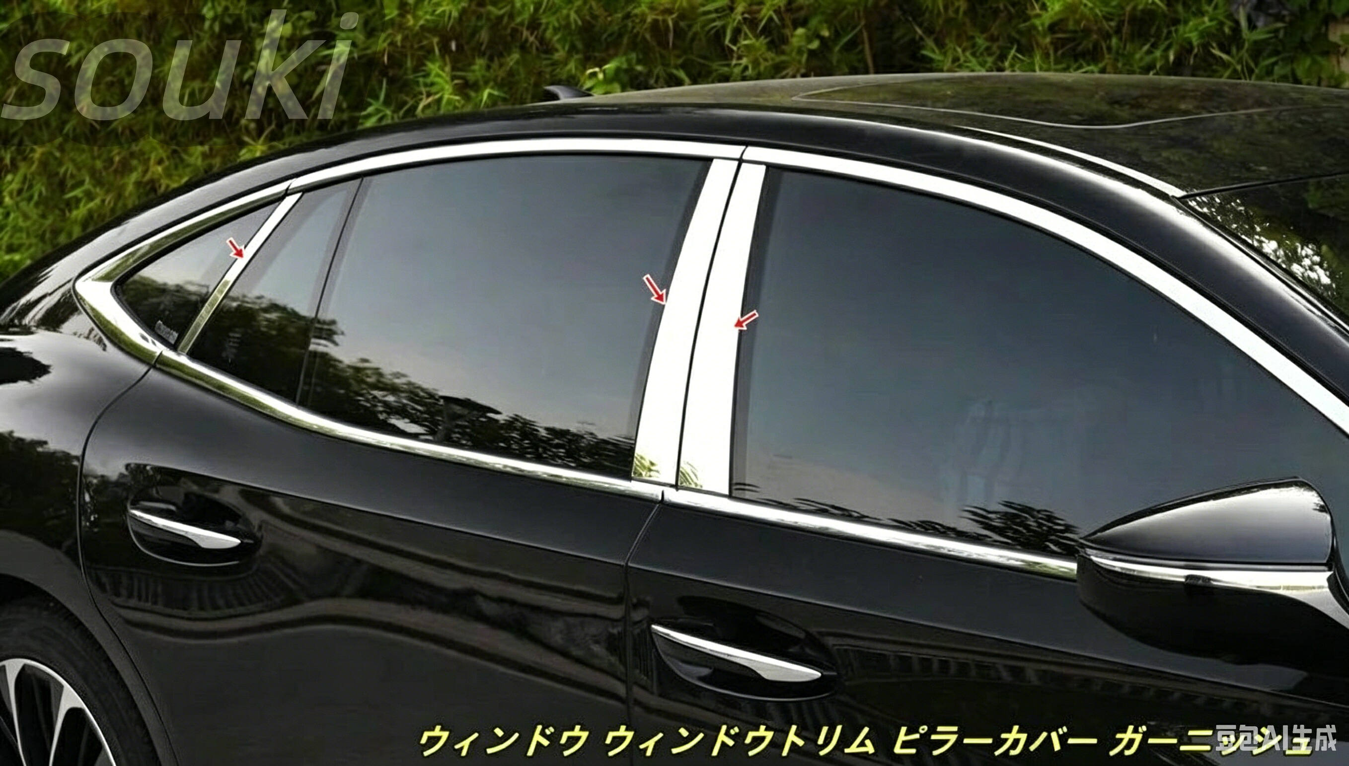 レクサス・LS500h XF50用ウィンドウ ウィンドウトリム ピラーカバー ガーニッシュ ピラーパネル サイドドアモール 6個 100453