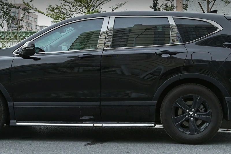 ホンダ 新型 CR-V 専用 ブラックウィンドウモール 12 点セット 窓周り装飾トリム 飛び石傷防止 スポーティ外装カスタムアクセサリー｜やどり木店