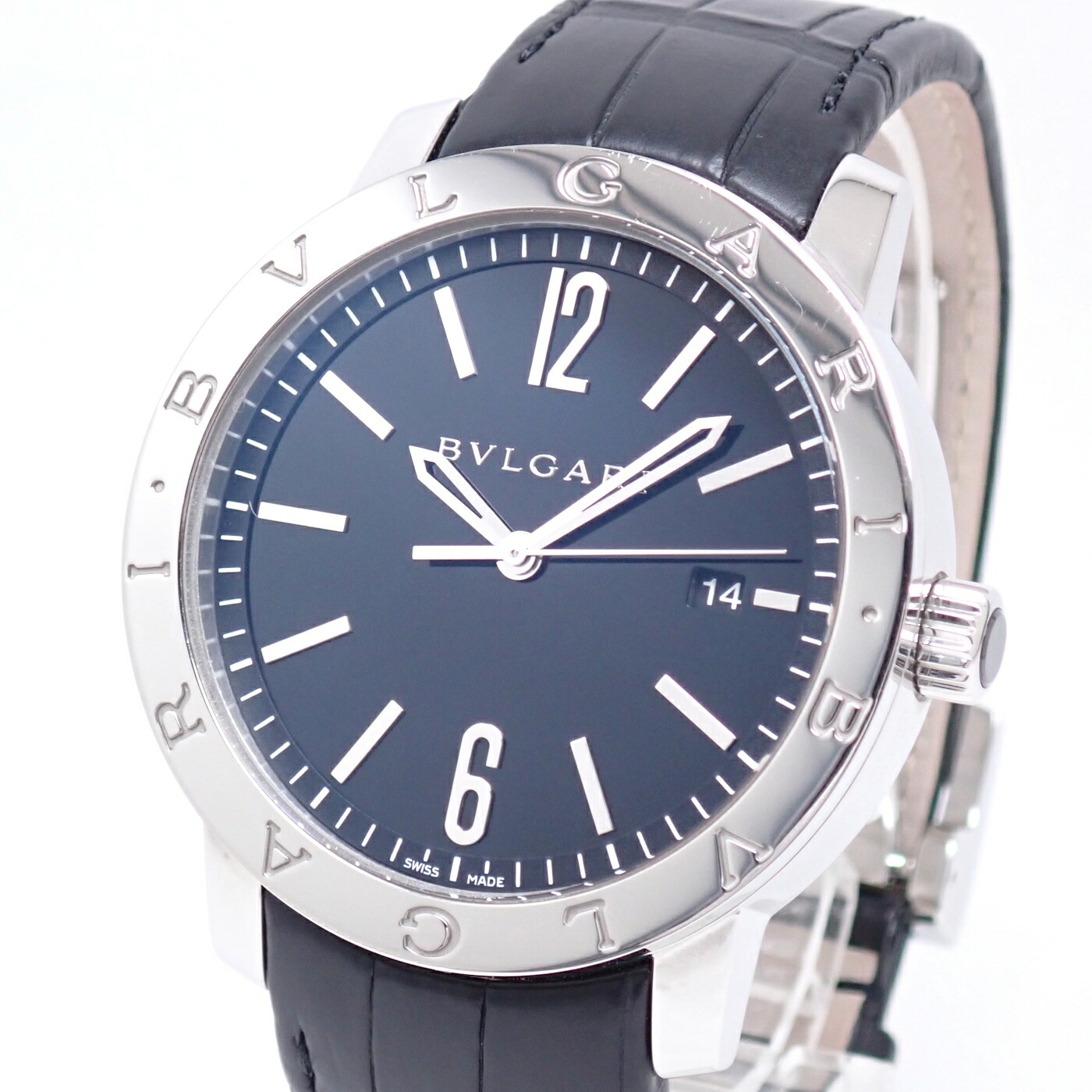 BVLGARI ブルガリブルガリ BB41S オートマチック BB41BSLD メンズ SS/レザー ブラック文字盤 腕時計 【中古】【程度A】【美品】｜ヤギ質店・平塚駅前店