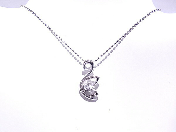 K18WG　ホワイトゴールド　ネックレス ダイヤ0.06ct 【中古】【程度A】【ノーブランド】
