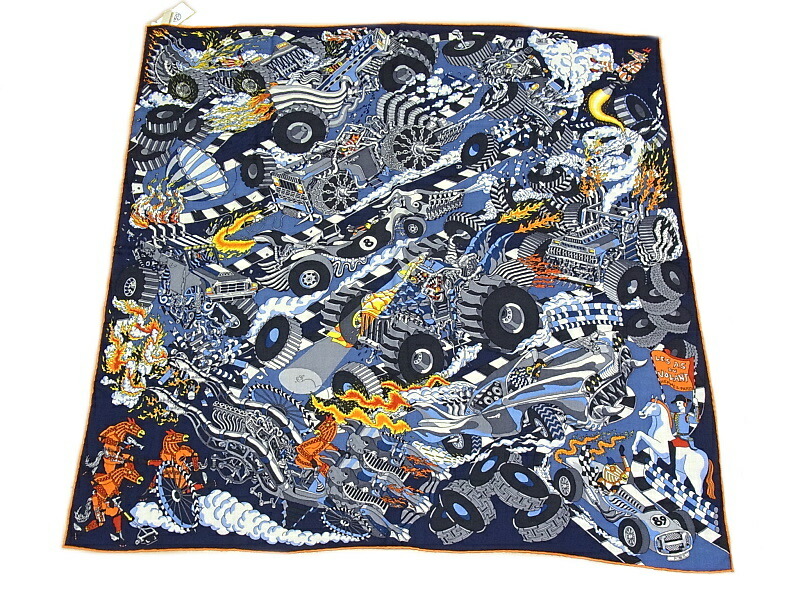 楽天市場】質屋 希少 エルメス HERMES カレ100 カシミヤシルク メガ