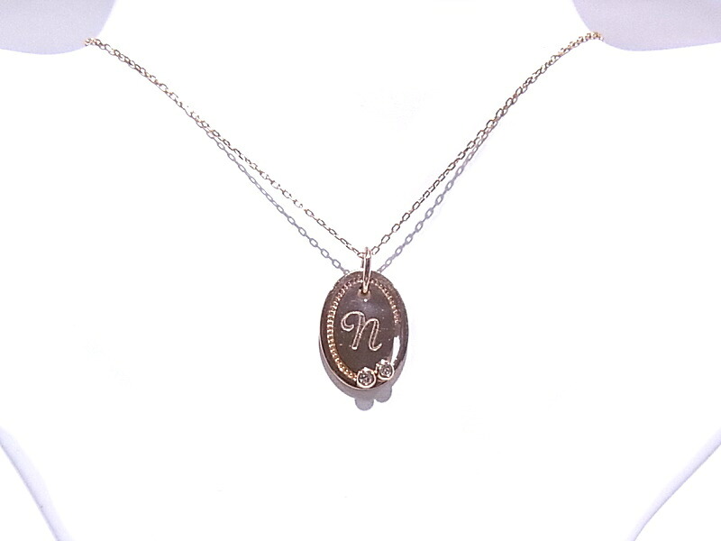サマンサティアラ　Samantha Tiara K18PG　ピンクゴールド　ダイヤモンド　0.02ct ペンダントネックレス　nモチーフ　 【中古】【程度A】【美品】
