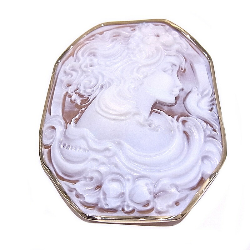 K18YG 　シェル　カメオ　ブローチ　ペンダント　新品 楽天市場】シェル カメオ ブローチペンダント K18YG 緻密な彫刻が