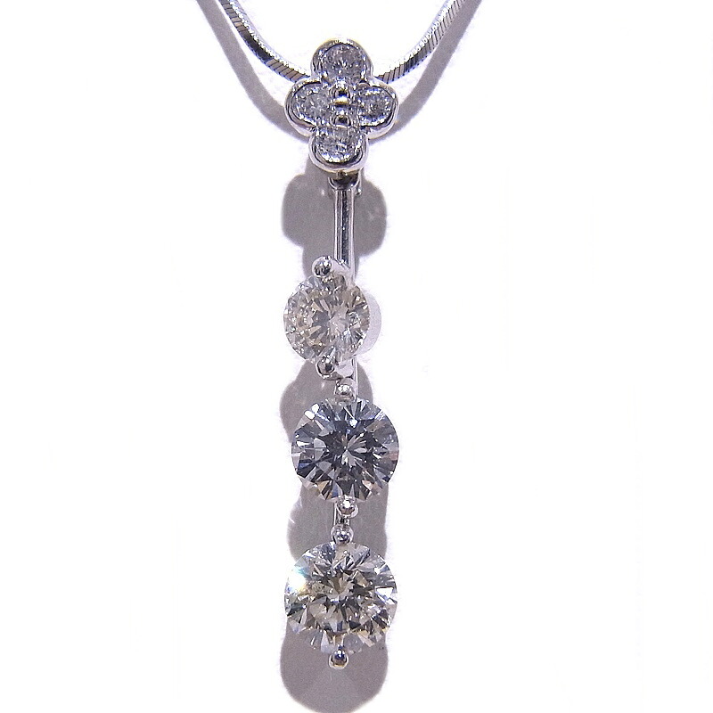 Pt850/Pt900　プラチナ　ネックレスダイヤ　7石　合計1.124ct【中古】【程度A】【ノーブランド】｜ヤギ質店・平塚駅前店