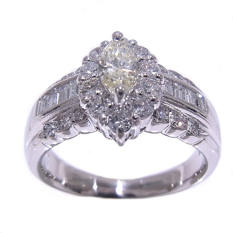 指輪　Pt900　プラチナ　ダイヤリングイエローダイヤ　0.317ct メレダイヤモンド　合計0.85ct 【中古】【程度A+】【新品仕上げ済み】｜ヤギ質店・平塚駅前店