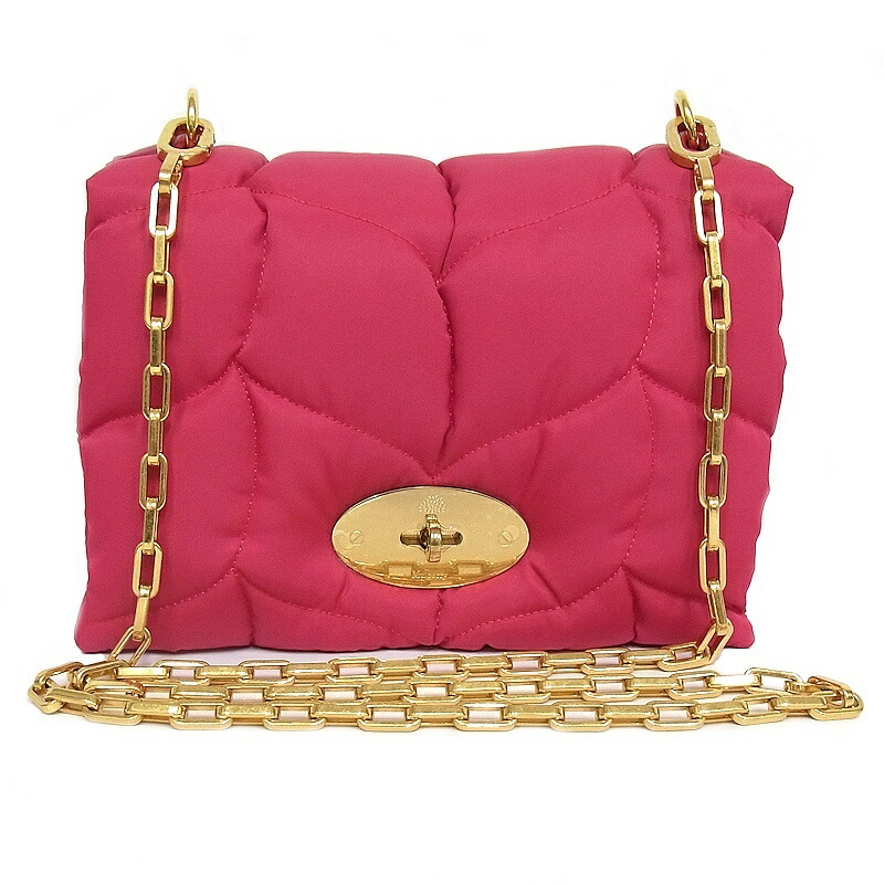 MULBERRY マルベリー リトルソフティチェーンショルダーバッグ ゴールド金具キルティングナイロイン ピンク【未使用品】【程度S】【極上美品】|ヤギ質店・平塚駅前店