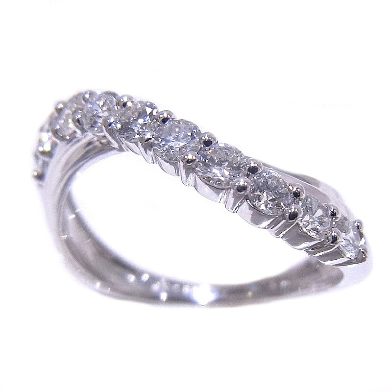 750　K18　WG　ホワイトゴールド　指輪 ダイヤ合計0.50ct　ノーブランド　リング 【中古】【程度A】【美品】
