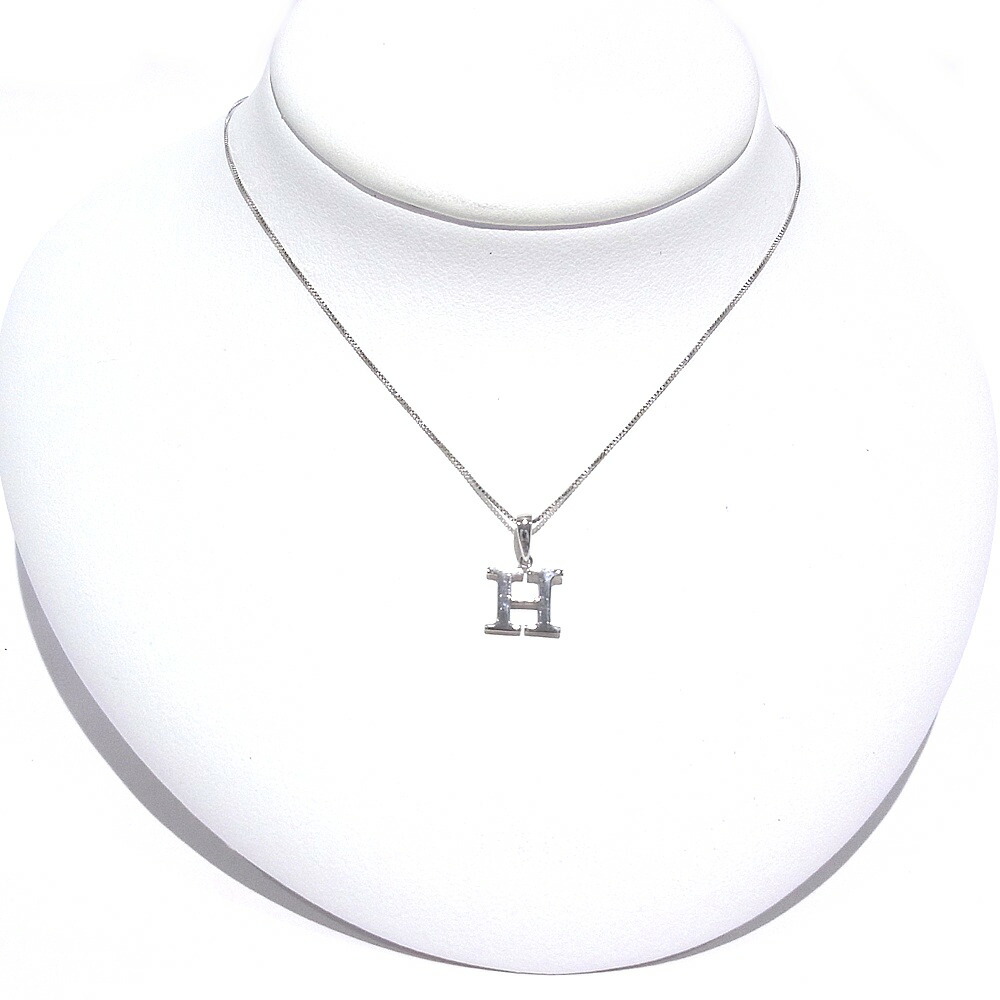 750　K18WG　ホワイトゴールド　ネックレス Hモチーフ　ベネチアンネックレス 【中古】【程度A-】【ノーブランド】