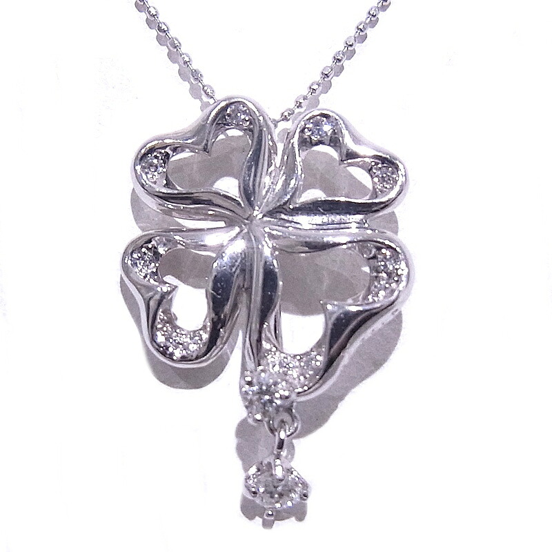 750 K18WG ホワイトゴールド ネックレスダイヤ0.17ct デザインネックレス ブローチにも【中古】【程度A】【ノーブランド】|ヤギ質店・平塚駅前店