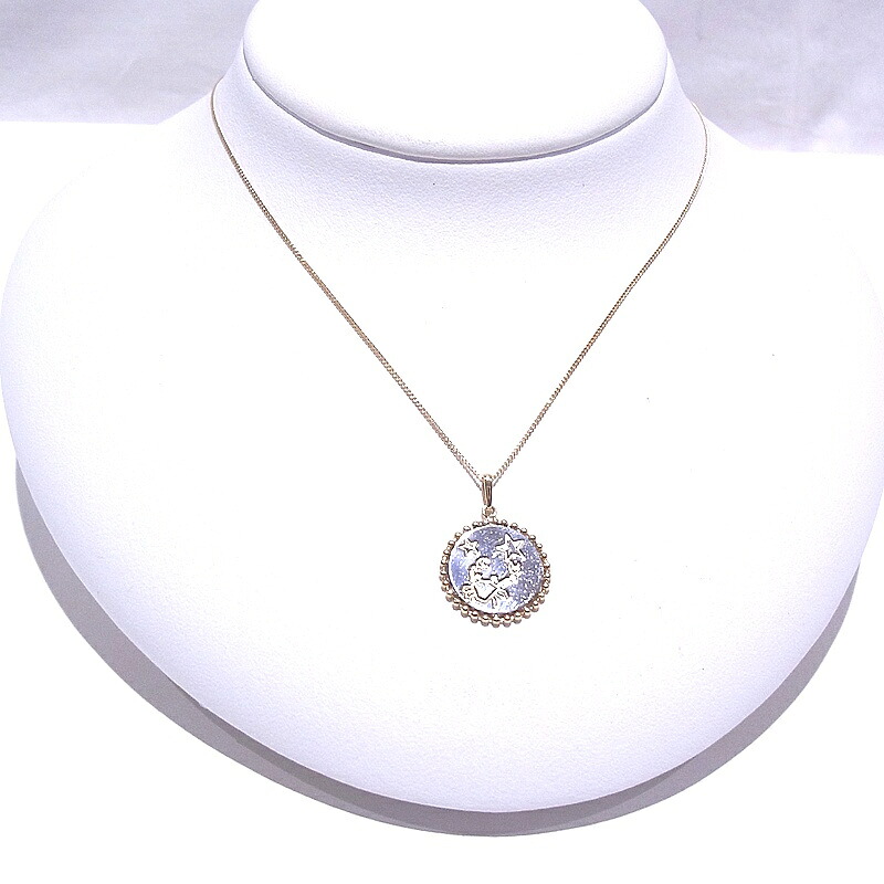 ネックレス　750　K18　YG　イエローゴールド Pt900　プラチナ　蟹座　カニ　星 スター　デザインネックレス　 【中古】【程度A】【ノーブランド】
