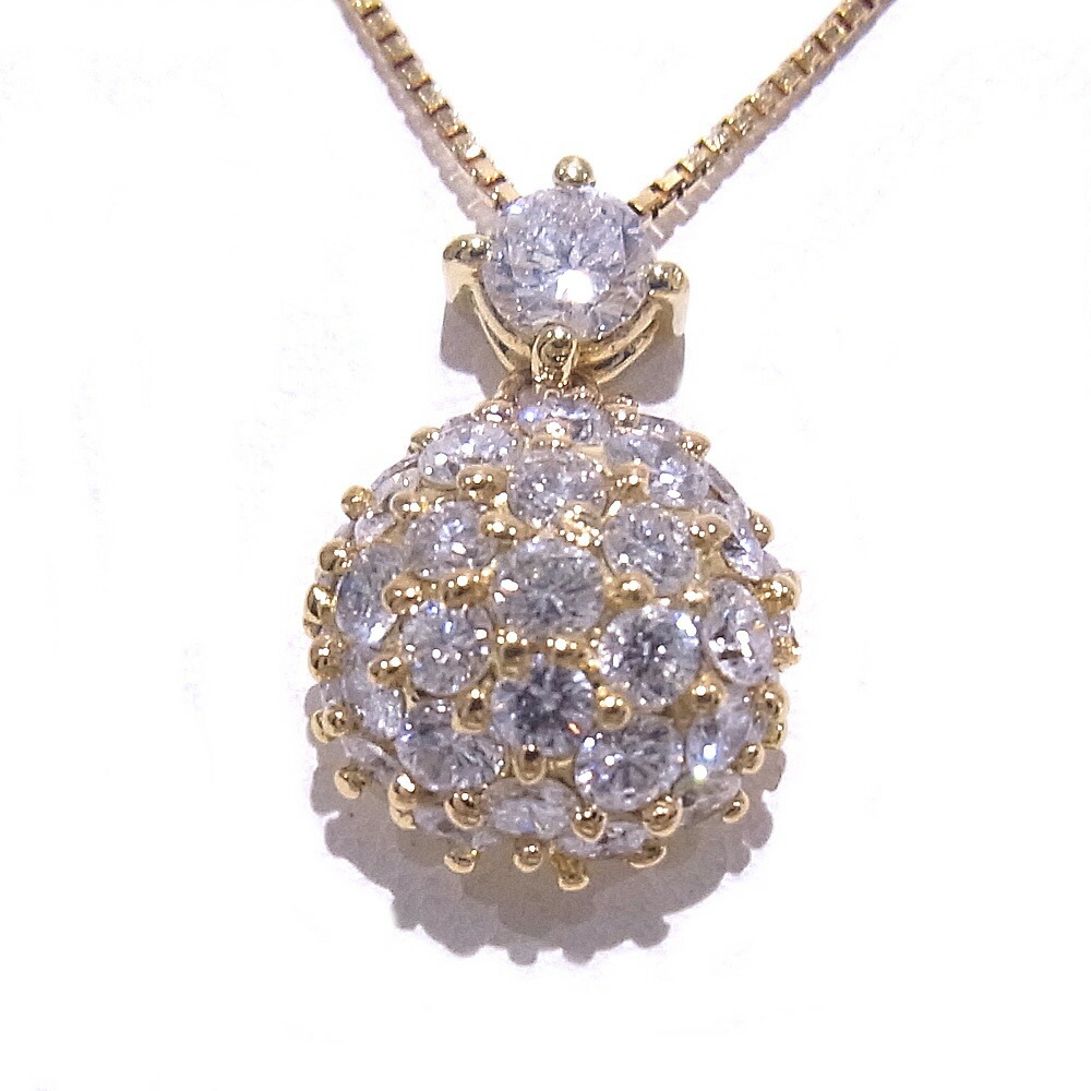 ネックレス　750　K18　YG　イエローゴールド ダイヤモンド　合計1.25ct　デザインネックレス 【中古】【程度A】【ノーブランド】
