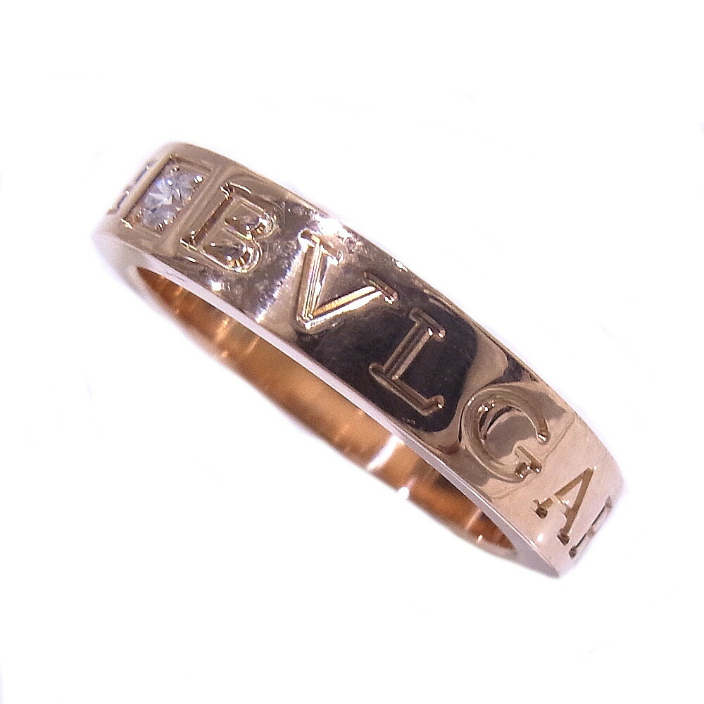 BVLGARI　ブルガリ ダブルロゴリング 1Pダイヤ 750 18K　PG　ピンクゴールド AN854185　サイズ約10.5号 【中古】【程度A】【美品】