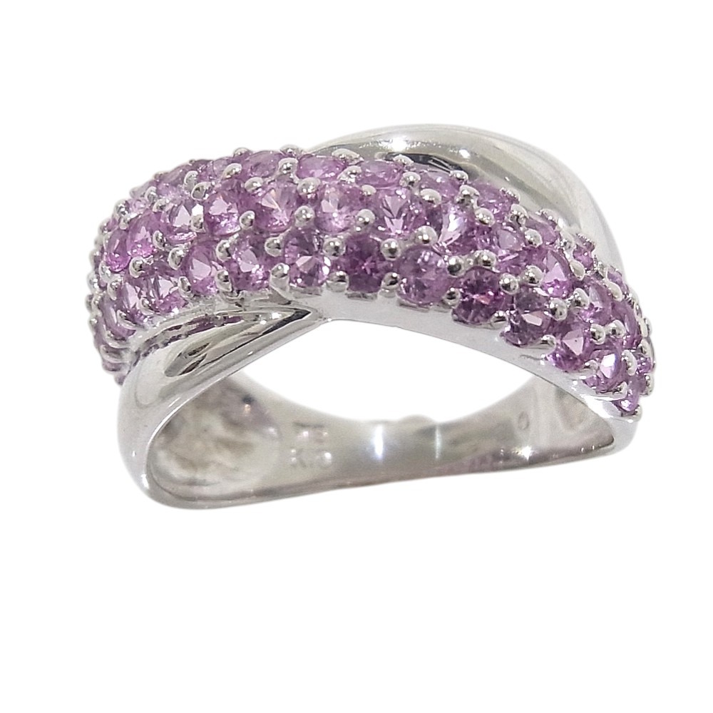 750　K18WG　ホワイトゴールド 指輪 ピンクサファイア1.30ct　ノーブランド　リング 【中古】【程度A】【美品】