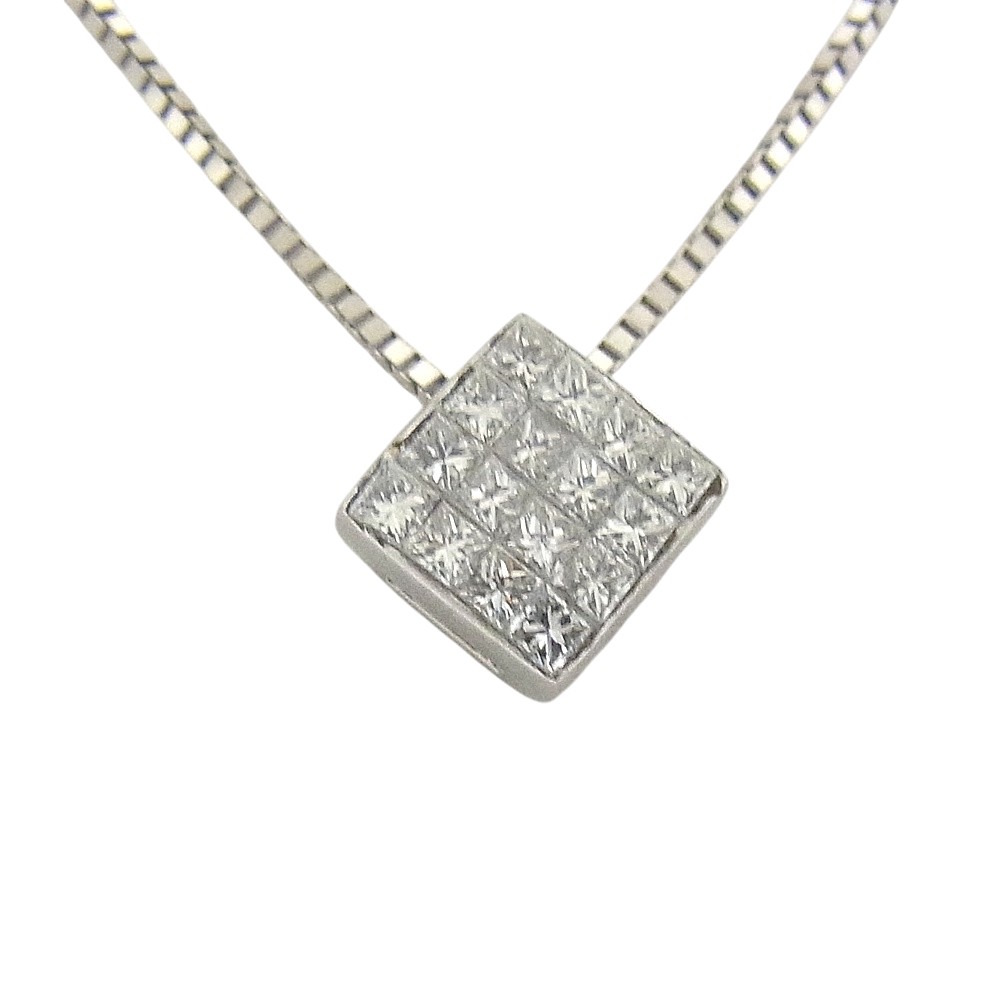 750 K18WG ホワイトゴールド ネックレスダイヤ0.25ct デザインネックレス【中古】【程度A】【ノーブランド】|ヤギ質店・平塚駅前店