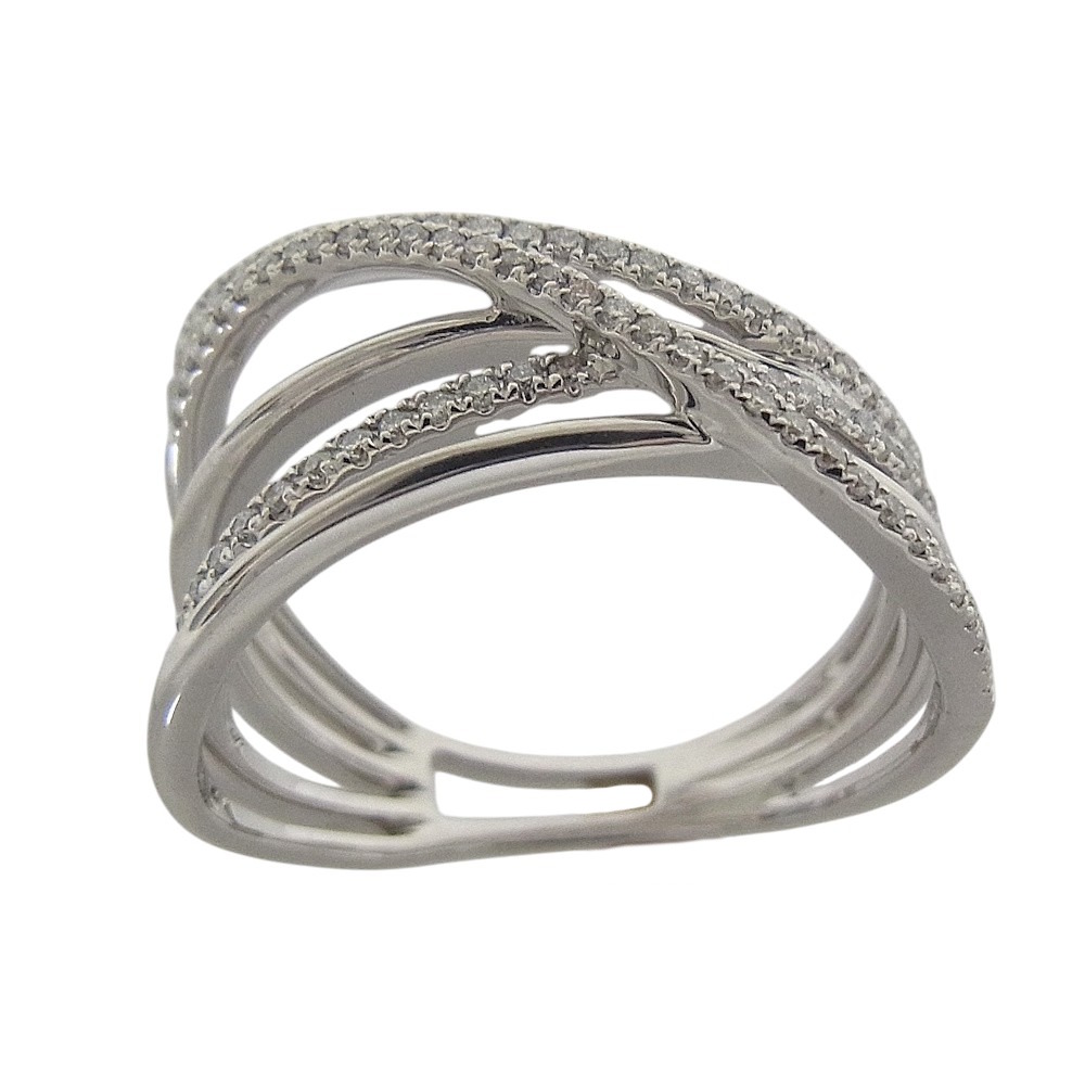 750　K18　WG　ホワイトゴールド指輪　ダイヤ合計0.29ct　ノーブランド　リング【中古】【程度A】【美品】｜ヤギ質店・平塚駅前店