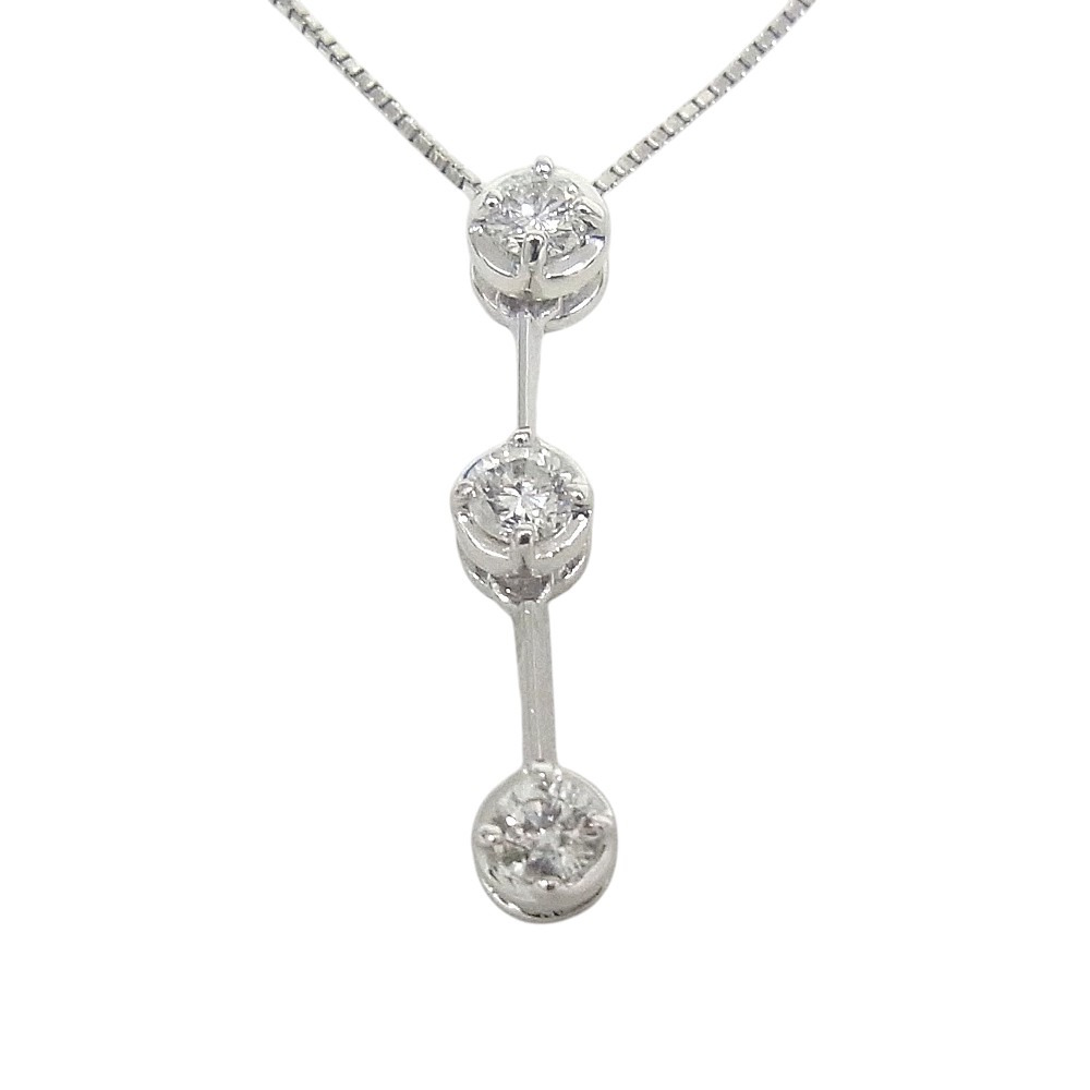 750 K18WG ホワイトゴールド ネックレスダイヤ0.30ct デザインネックレス【中古】【程度A】【ノーブランド】|ヤギ質店・平塚駅前店