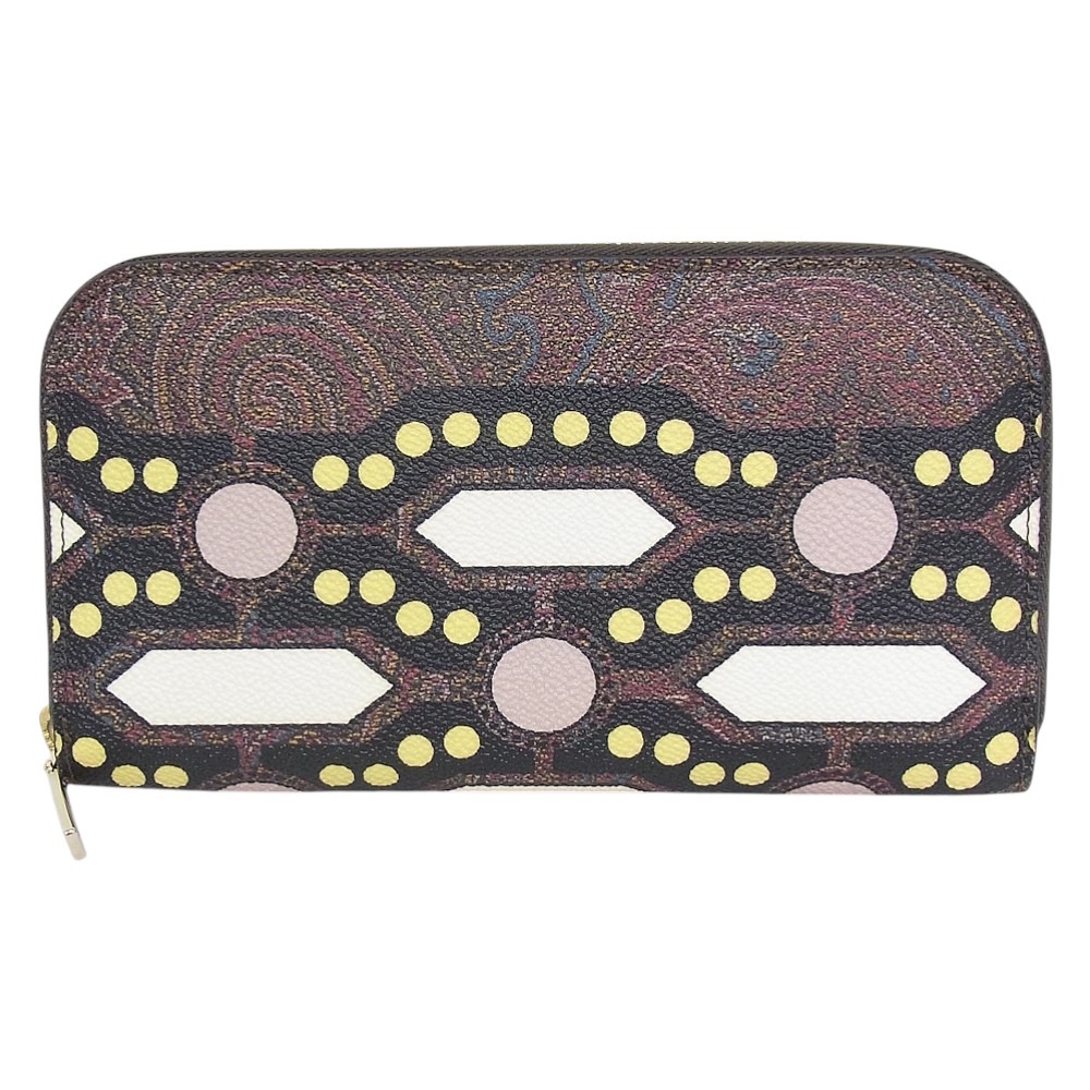 ETRO　エトロ　長財布 マルチカラー　PVCレザー　総柄 ラウンドファスナー　82-2026 【中古】【程度A+】【極上美品】