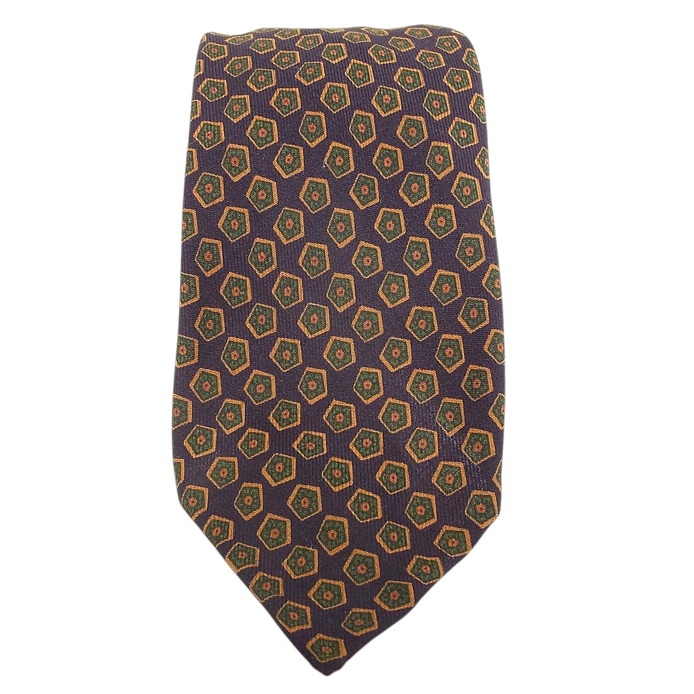 E.Marinella NAPOLI ネクタイ ウール100%マリネッラ ナポリ ウールタイパープル オレンジ グリーン【中古品】【程度A】【美品】|ヤギ質店・平塚駅前店