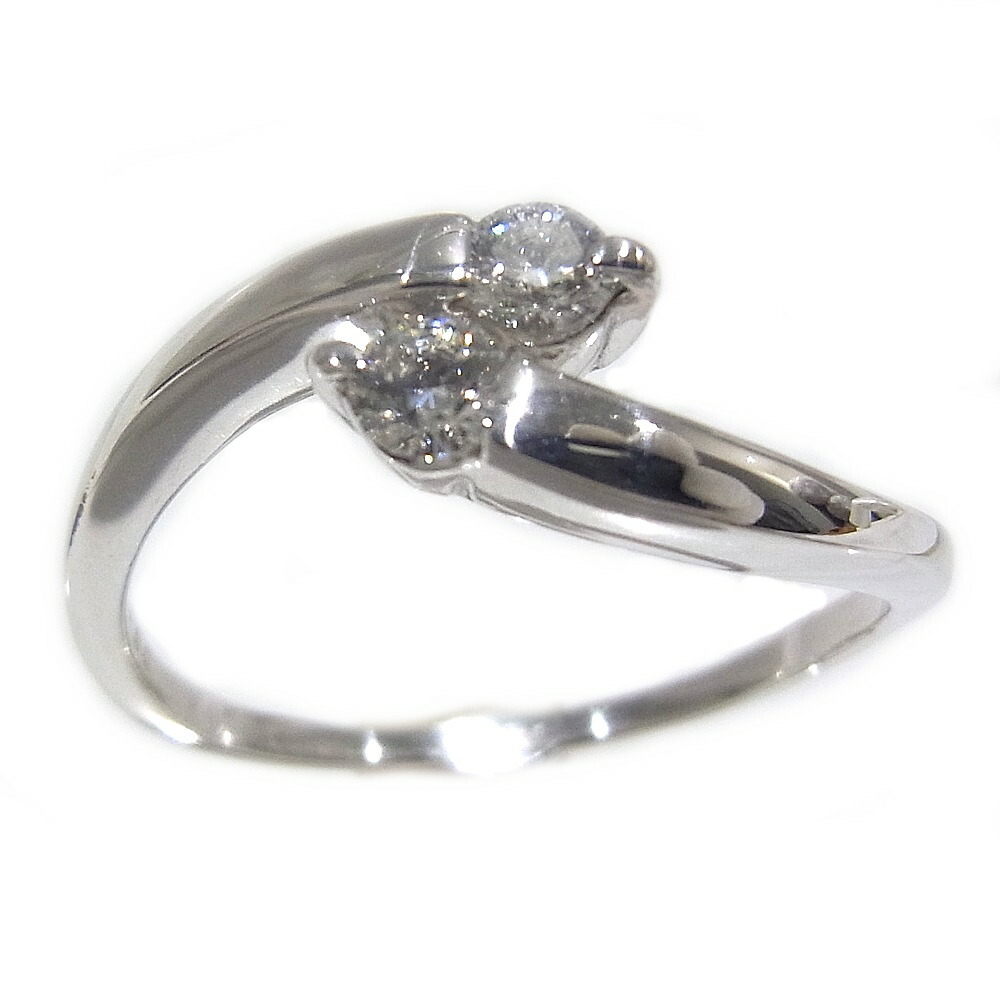 750　K18　WG　ホワイトゴールド 指輪 ダイヤ合計0.16ct　ノーブランド　リング 【中古】【程度A】【美品】