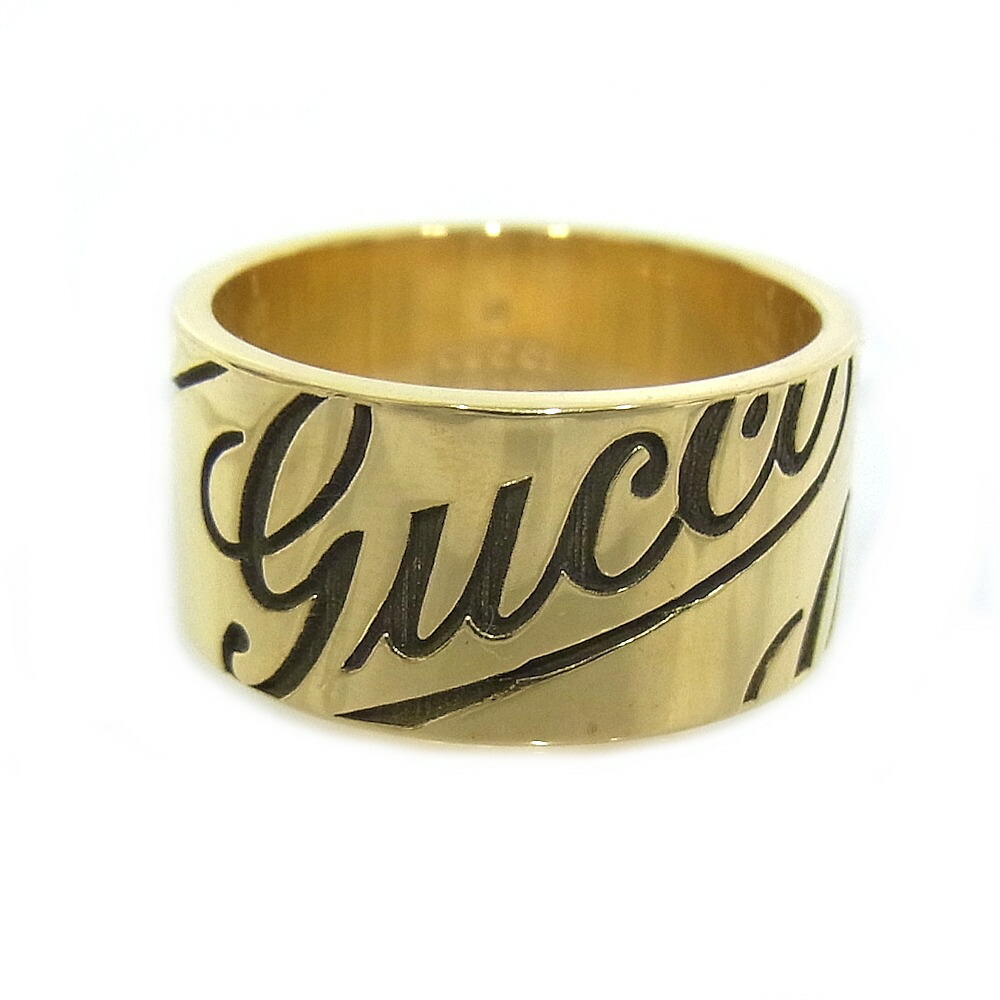 グッチ　GUCCI　ロゴリング 750　K18YG　イエローゴールド 実寸約10.5号　表記＃11 【中古品】【極上美品】【程度A+】