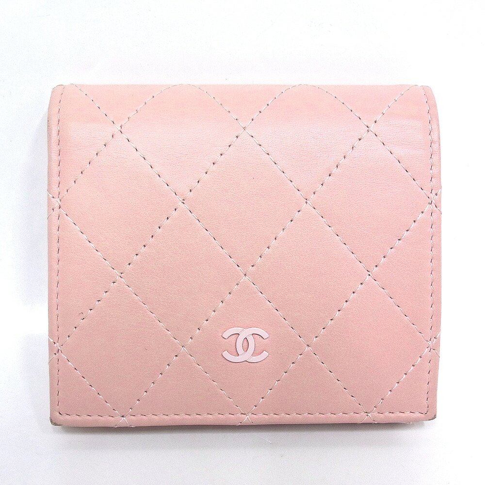 シャネル CHANEL 二つ折り財布 AP3178 マトラッセ ピンク ココマーク ラムスキン スモール ウォレット 【中古品】【程度B+】【良品】